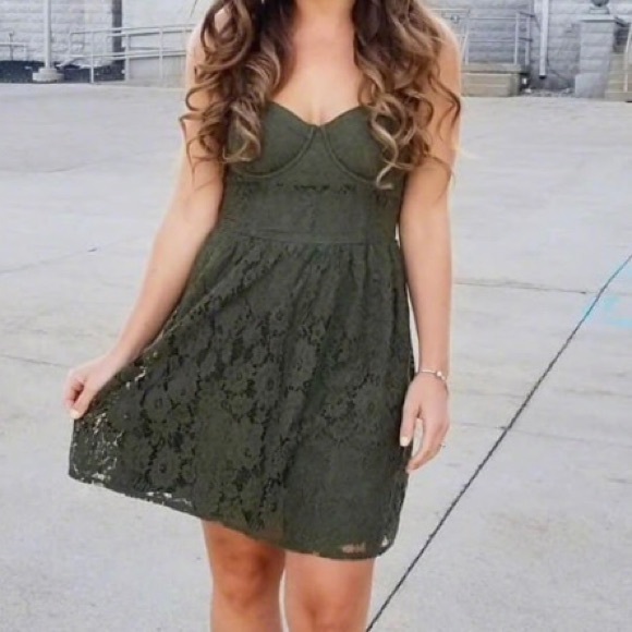 NWT Abercrombie Green Lace Corset Dress XL - Picture 1 of 4